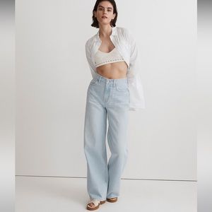 Madewell Superwide-Leg Jeans in Lafontaine Wash **broken zipper**